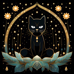 Lotus çiçeği üzerinde oturan meditasyon kedisi 4