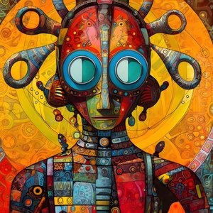 Karnaval Cajun bataklığı mutant bilimkurgu droidi, Tim Burton ve Beksinski tarafından sanatsal bir şekilde tasarlandı 1
