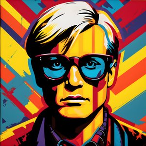 Pop Art Portre, yarım vücut, Renkli, grafik, Sabah, Andy Warhol, Roy Lichtenstein, Robert Rauschenberg, Jasper Johns, Keith Haring 3 tarzında