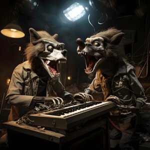 ürpertici, kıllı, kırık hayvan animatronik sahne 1'de müzik yapıyor