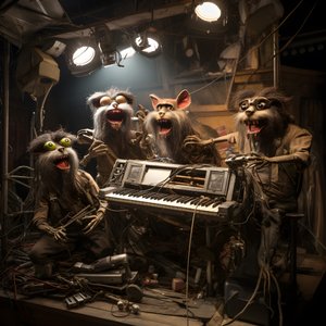 tüyler ürpertici, kıllı, kırık hayvan animatronikleri 4. sahnede müzik yapıyor