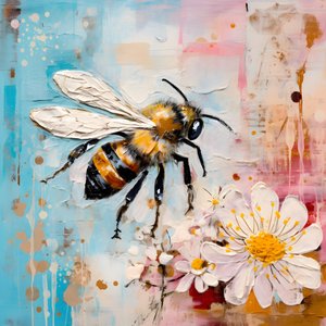 pastel impasto yağ tekniğinde bir arı çizimi 2