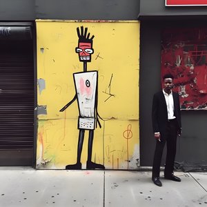 boyalı bir figür New York'ta bir sokakta yürürken canlanıyor, gerçeküstü fotoğraf 2