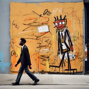 boyalı bir figür New York'ta bir sokakta yürürken canlanıyor, gerçeküstü fotoğraf 3