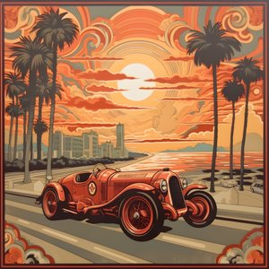 Shepard Fairey'den Güzel Zarif Minimalist Kapitone Sanatsal Stil Başyapıtı::1 1940 Monako Grand Prix'si Anısına, Tarihi Yarış Arabaları Yarışıyor. 1