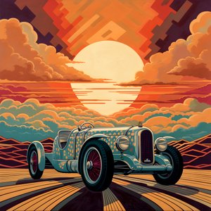 Shepard Fairey'den Güzel Zarif Minimalist Kapitone Sanatsal Stil Başyapıtı::1 1940 Monako Grand Prix'si Anısına, Tarihi Yarış Arabaları Yarışıyor. 3