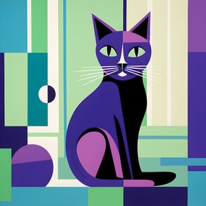 Çarpıcı bir kontrast oluşturmak için gümüş kedi içeriği, modernist net çizgiler tarzında oturuyor 3