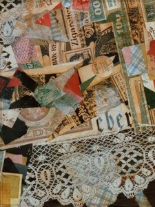Merz çizimi 297 sarı by Kurt Schwitters