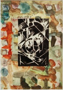 İsimsiz (soyut resim üzerine gravürlü kolaj) by Kurt Schwitters