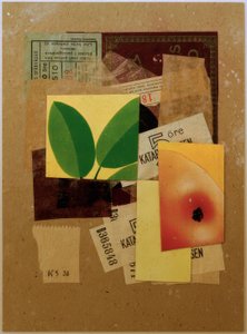 İsimsiz (Elma parçası ve yeşil yapraklarla birlikte) by Kurt Schwitters