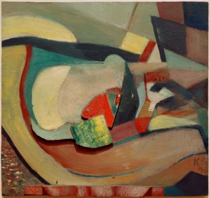 Kırmızı ayaklı rölyef by Kurt Schwitters