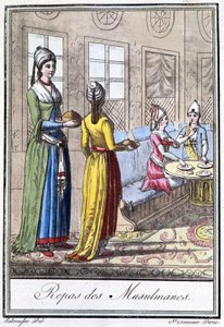 Müslüman Yemeği - J. Grasset St Sauveur tarafından “” Seyahat Ansiklopedisi”nde, ed. Deroy, Paris by L.F. Labrousse