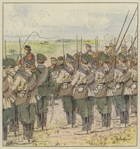 Rus birlikleri, bir generalin geçişine saygı gösteriyor by L. Malespine