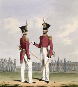 Kraliyet Deniz Kuvvetleri Saha Görevlileri, 'Kraliyet Donanması ve Deniz Piyadeleri Kostümü'nden 2. plaka, sanatçılar tarafından oyulmuş, c.1830-37