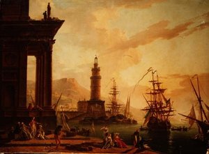 Hollandalı bir fırkateyn ve diğer nakliye ile bir Akdeniz limanının Capriccio by La Croix de Marseilles
