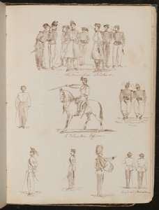 "Piyemonte askerleri", "Gönüllü Subay", "Hatta iki Fransız askeri" yazan sekiz askerin çalışmaları by Lady Butler