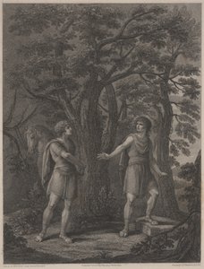 "Palamon ve Arcite" den illüstrasyon, Francesco Bartolozzi 1797 tarafından yapılan baskı (nokta gravürü) by Lady Diana (after) Beauclerk