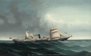 Hint-Çin vapuru Lightning yelken ve buhar altında, 1892