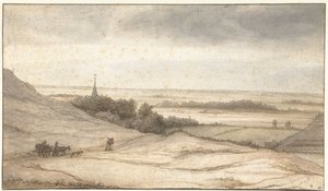 Schoorl köyünün kum tepelerinden görünüm by Lambert Doomer