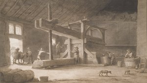 Mösyö Dittyl'in Winepress of Monsieur Dittyl, Nantes dışında, c.1670 (kağıt üzerinde yıkama ile kalem ve mürekkep)