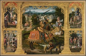 Aziz George Efsanesi (panel üzerine yağ) by Lancelot (school of) Blondeel