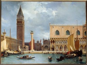 Theodore Turpin de Crisse (1782-1859) 1829 Sun tarafından Venedik Resim Ducal Sarayı ve Piazzetta bölümünün görünümü. 0,75x1 m