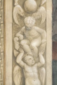 Putti, pencerelerin etrafındaki süslemeler (fresk)