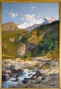 Sel, Chavalchere, Tabuchet buzuluna ve Meije Dağı manzarasına sahiptir. Tablo Laurent Guetal (1841-1892) 1888 Grenoble, Musee des Beaux Arts by Laurent Guétal