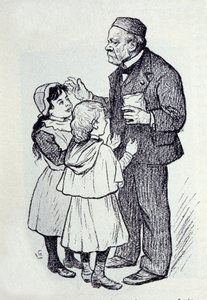 Louis Pasteur (1822-1895), Fransız kimyager ve fizikçinin Enstitünün çocuklarına tatlılar veren portresi. Lucien Laurent-Gsell (Laurent Gsell) (1860-1944) tarafından eskiz. doktor by Laurent Lucien Gsell