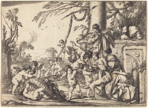 Putti ile Kutsal Aile by Laurent de la Hyre