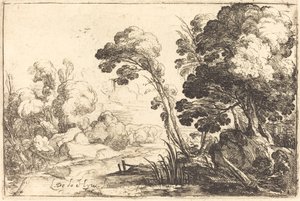 Bir nehir ile ormanlık manzara by Laurent de la Hyre