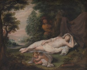 Bir adam tarafından izlenen uyuyan perisi by Laurentius de Neter