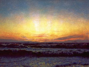 Fırtınalı havalarda Kuzey Denizi. Günbatımından sonra. Höjen by Laurits Regner Tuxen
