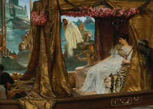 Antonius ve Kleopatra arasındaki buluşma - Mısır Kraliçesi Kleopatra (MÖ 79-30) gelecekteki sevgilisi Marc Antoine (MÖ 83-30) muhtemelen Roma'da tanışır (Antony ve Kleopatra'nın Buluşması) - Lawrence Alma- Tadema (1836- 1912) - 1885 - by Lawrence Alma Tadema