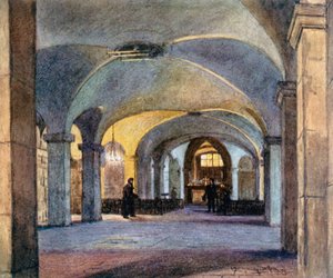 Aziz İnanç Şapeli, Mahzende (renkli lito) by Lawrence Deller