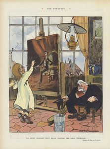Onun portresi. Le Rire (renkli taş) için çizim by Leal de Camara