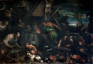 The Forge of Vulcan (tuval üzerine yağlı boya) by Leandro da Ponte Bassano