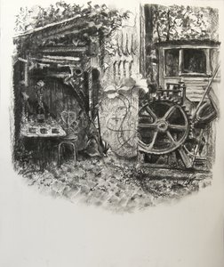 Eel Pie Textures, 2016, (kağıt üzerinde kömür) by Lee Campbell