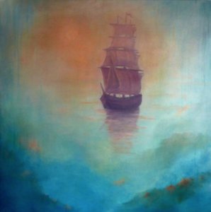 Fata Morgana (hayalet gemi), 2020 (tuval üzerine yağlı boya) by Lee Campbell