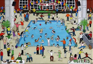 Party Time, 2015, (Tuval Üzerine Akrilik ve Mürekkep)
