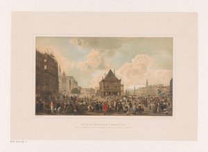 Amsterdam'da baraj yapım aşamasında olan saray ile Dam Meydanı, belediye binası yapım aşamasında, 1656 (nesne üzerindeki başlık) by Leendert Izaac Frederikus Grondijs