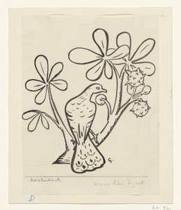 Bir kestane ağacının dalında güvercin by Leo Gestel (signed by artist)