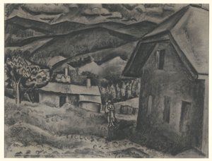 Bir evin önünde çocuklu kadınla manzara by Leo Gestel (signed by artist)