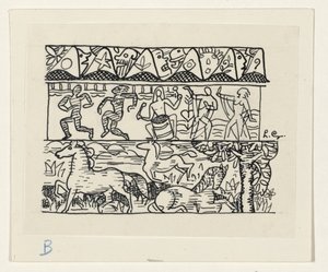 Atlar, dans eden insanlar ve maskeler by Leo Gestel (signed by artist)