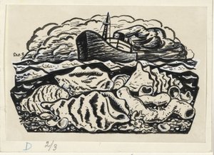 Sahilde deniz kabukları ile vapur by Leo Gestel (signed by artist)