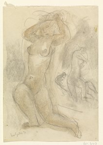 iki diz çökmüş çıplak by Leo Gestel (signed by artist)