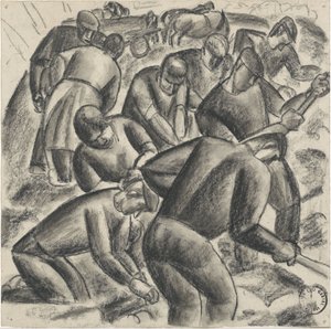 Patates biçerdöverleri tarlada iş başında by Leo Gestel
