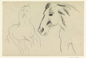 Dört nala koşan at ve at başı by Leo Gestel