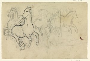 dört nala koşan atlar by Leo Gestel