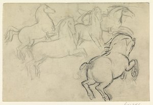 dört nala koşan atlar by Leo Gestel